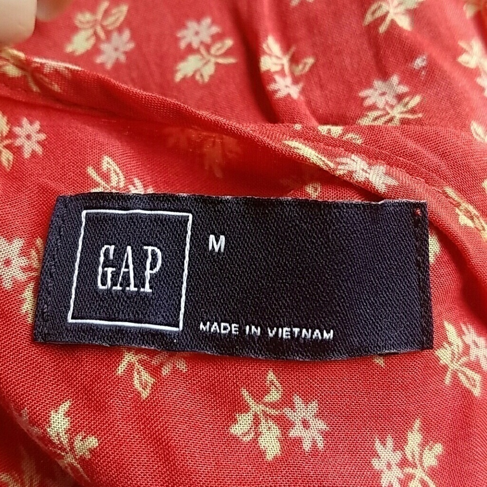 Women's Gap Coral Red Blouse Sz M Floral Lightweight - Picture 8 of 8